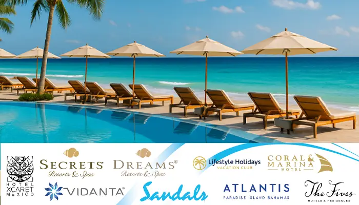 Tropical Caribbean beach with palm trees